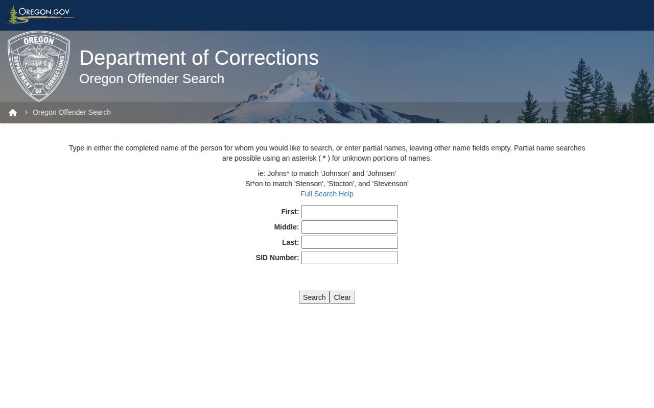 Oregon DOC release search criteria for Klamath County cases