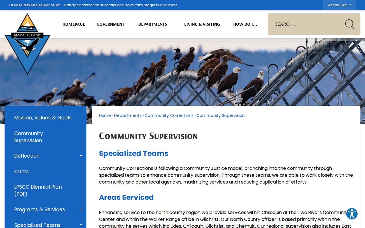 Klamath County parole and probation community supervision coverage